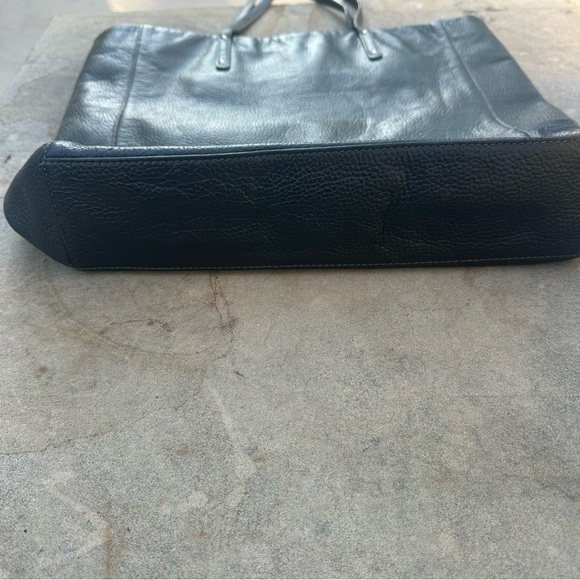 Halogen Nordstrom Army Green and Black Genuine Leather Large Tote Bag Handbag - Picture 4 of 8